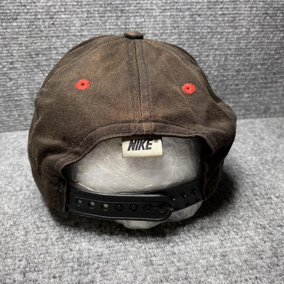 Vintage Nike Hat Cap Snap Back Brown Red Embroidered Swoosh Youth One Size 90s - Picture 4 of 11
